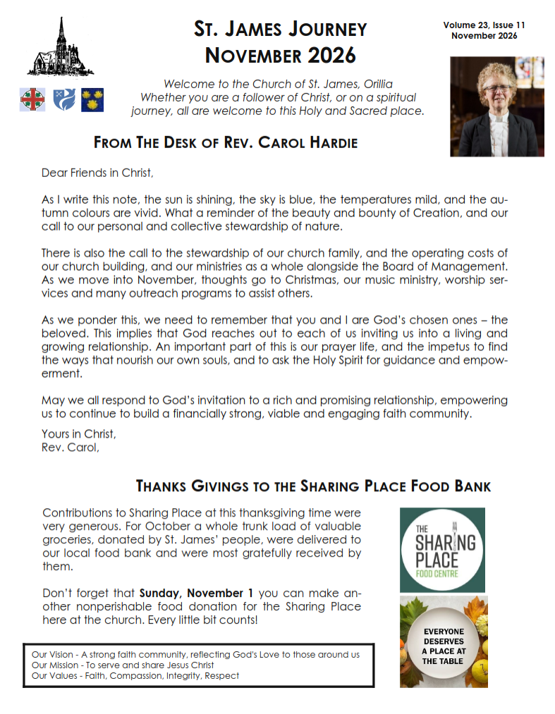 St James Journey - November 2026 Newsletter